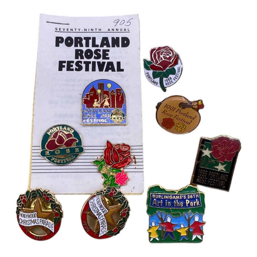 Enamel Pin LOT 9 Portland Rose Festival 1987 88 91 95 Hollywood Parade